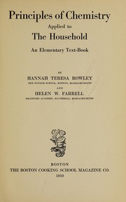 Front cover of Principles of chemistry applied to the household by Hannah Teresa Rowley