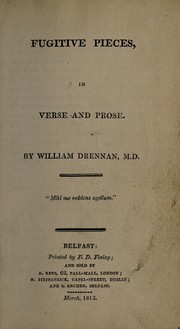 Front cover of Fugitive Pieces, in Verse and Prose by William Drennan
