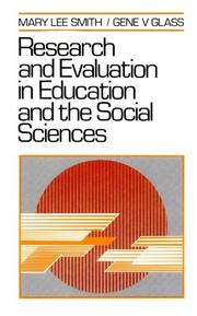 Front cover of Research and evaluation in education and the social sciences by Mary Lee Smith