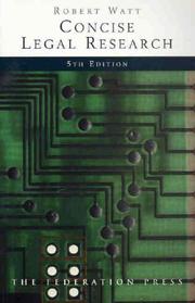 Cover of Concise legal research by Watt, Robert