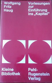 Cover of Vorlesungen zur Einführung ins Kapital by Wolfgang Fritz Haug