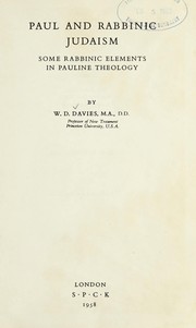 Front cover of Paul and rabbinic Judaism by Davies, W. D.