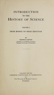 Front cover of Introduction to the history of science by George Sarton