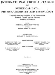 Cover of International critical tables of numerical data, physics, chemistry and technology by National Research Council (US)