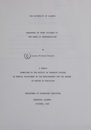 Front cover of Responses of young children to two modes of representation by Lorene Everett