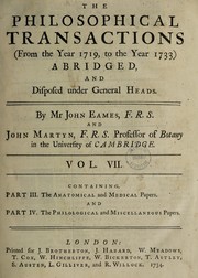 Front cover of The philosophical transactions (from the year 1719, to the year 1733) abridged, and disposed under general heads by John Eames