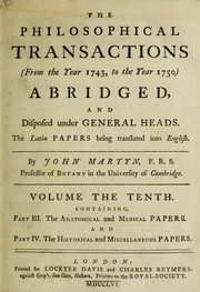 Front cover of The philosophical transactions (from the year 1743, to the year 1750) abridged, and disposed under general heads by John Martyn
