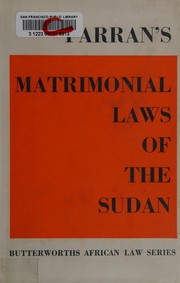 Cover of Matrimonial laws of the Sudan by C. d'Olivier Farran