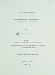 Front cover of Kindergarten children's understanding of prepositions of spatial position by Edna Myrtle McLeod