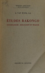 Cover of Études Bakongo by Joseph van Wing