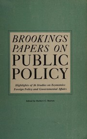 Front cover of Brookings papers on public policy by Brookings Institution