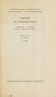 Front cover of Kritik in unserer Zeit by Günter Blöcker