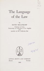Cover of The language of the law by David Mellinkoff