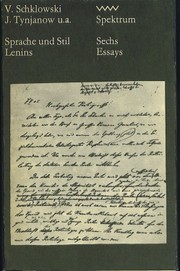 Cover of Sprache und Stil Lenins by Viktor Borisovič Šklovskij