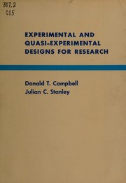 Front cover of Experimental and quasi-experimental designs for research by Donald T. Campbell