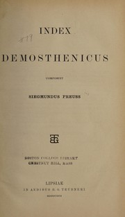 Front cover of Index Demosthenicus by Siegmund Preuss