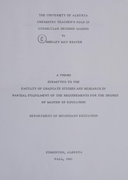 Front cover of Chemistry teacher's role in curricular decision making by Shirley Brauer