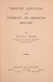 Front cover of Thought questions for students of American history by Fayette Ehle Moyer