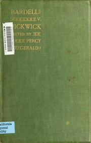 Cover of Bardell v. Pickwick by Percy Fitzgerald