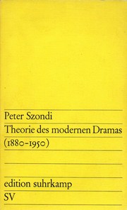 Front cover of Theorie des modernen Dramas by Peter Szondi