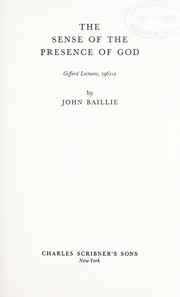 Front cover of The sense of the presence of God by Baillie, John