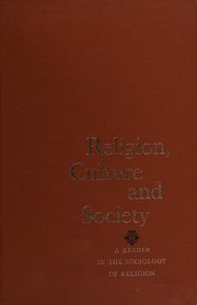 Cover of Religion, culture, and society by Schneider, Louis