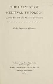 Front cover of The harvest of medieval theology by Heiko Oberman