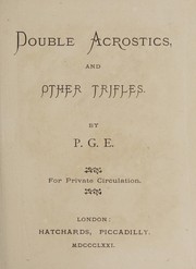 Front cover of Double acrostics, and other trifles by Grey-Egerton, Philip de Malpas Sir