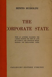 Cover of The corporate state by Benito Mussolini