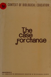 Front cover of The context of biological education by Donald D. Cox