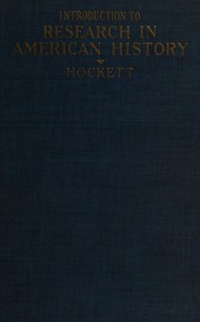 Front cover of Introduction to research in American history by Homer C. Hockett