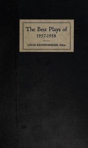 Front cover of The Best plays of 1957-1958 by Unknown