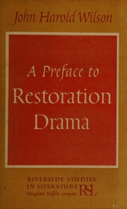 Front cover of A preface to Restoration drama by John Harold Wilson