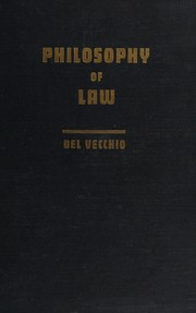 Front cover of Philosophy of law by Giorgio Del Vecchio
