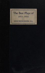 Cover of The best plays of 1953-1954 by Louis Kronenberger