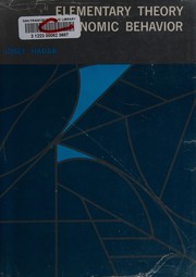 Front cover of Elementary theory of economic behavior by Josef Hadar