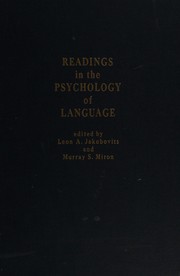Front cover of Readings in the psychology of language by Leon A. Jakobovits