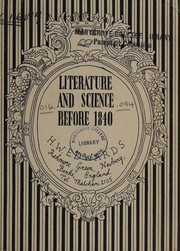 Front cover of Literature and science before 1840 by H.W. Edwards (Firm)