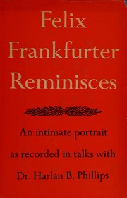 Front cover of Felix Frankfurter reminisces by Felix Frankfurter