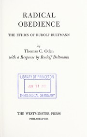 Cover of Radical obedience by Thomas C. Oden