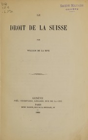 Front cover of Le droit de la Suisse by William de La Rive