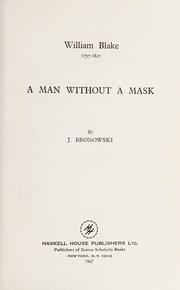 Cover of William Blake, 1757-1827 by Jacob Bronowski