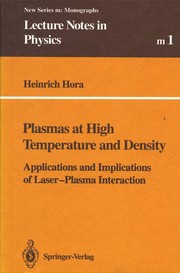 Front cover of Plasmas at high temperature and density by Heinrich Hora