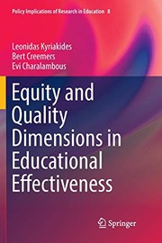 Front cover of Equity and Quality Dimensions in Educational Effectiveness by Leonidas Kyriakides