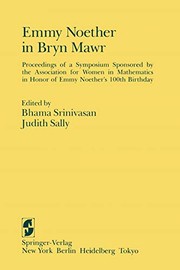 Front cover of Emmy Noether in Bryn Mawr by Bhama Srinivasan