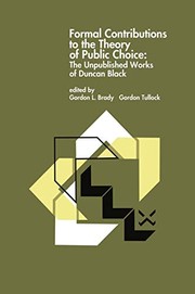 Front cover of Formal Contributions to the Theory of Public Choice by Gordon L. Brady