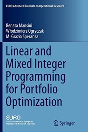 Cover of Linear and Mixed Integer Programming for Portfolio Optimization by Renata Mansini