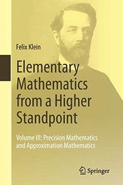 Front cover of Elementary Mathematics from a Higher Standpoint : Volume III by Felix Klein