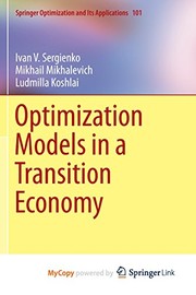 Cover of Optimization Models in a Transition Economy by Ivan V. Sergienko