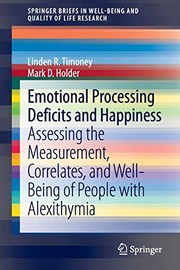 Front cover of Emotional Processing Deficits and Happiness by Linden R. R. Timoney